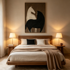 TWO HORSES ON BROWN: Black And White Horses Canvas