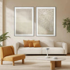 Textured Beige Grid Set of 2 by Javier Ramirez in a modern living room, minimalist art for home decor.