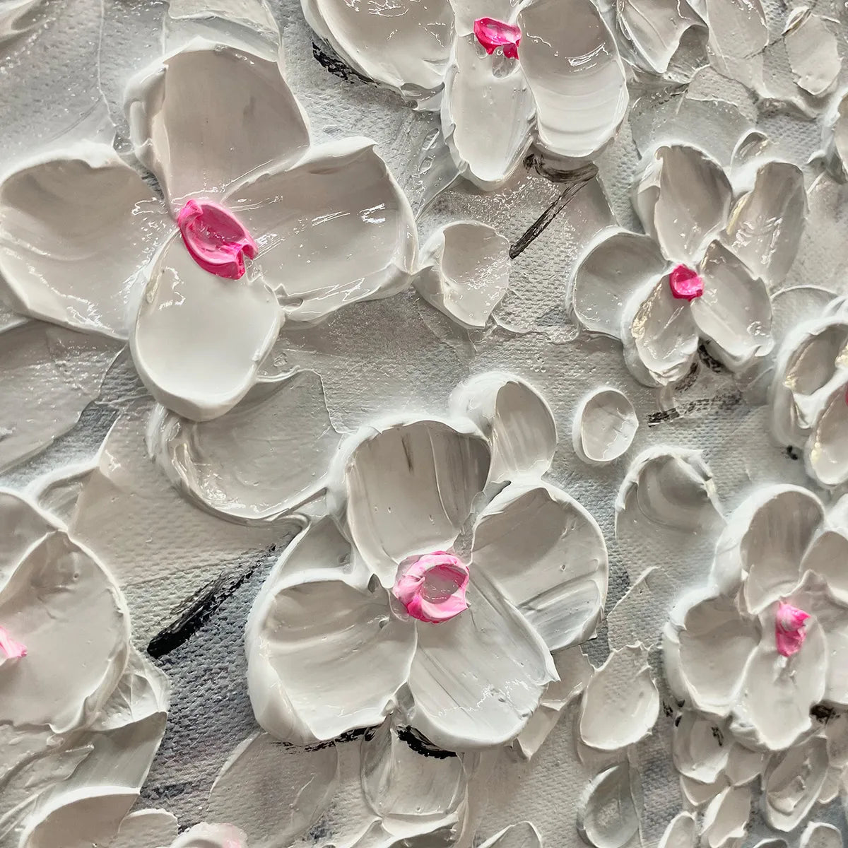BLOSSOM DREAM: Impasto 3D Flower Tree Canvas