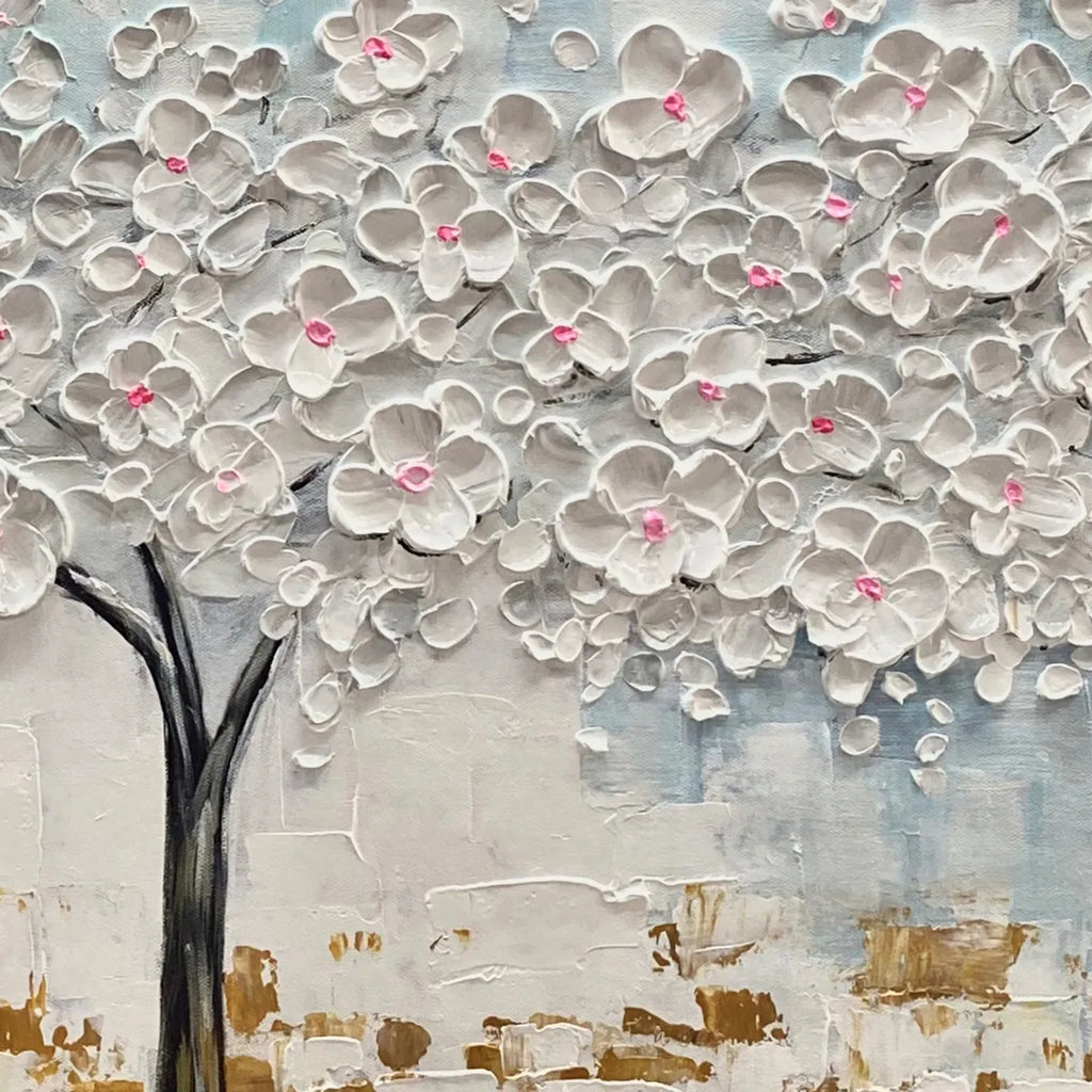 BLOSSOM DREAM: Impasto 3D Flower Tree Canvas
