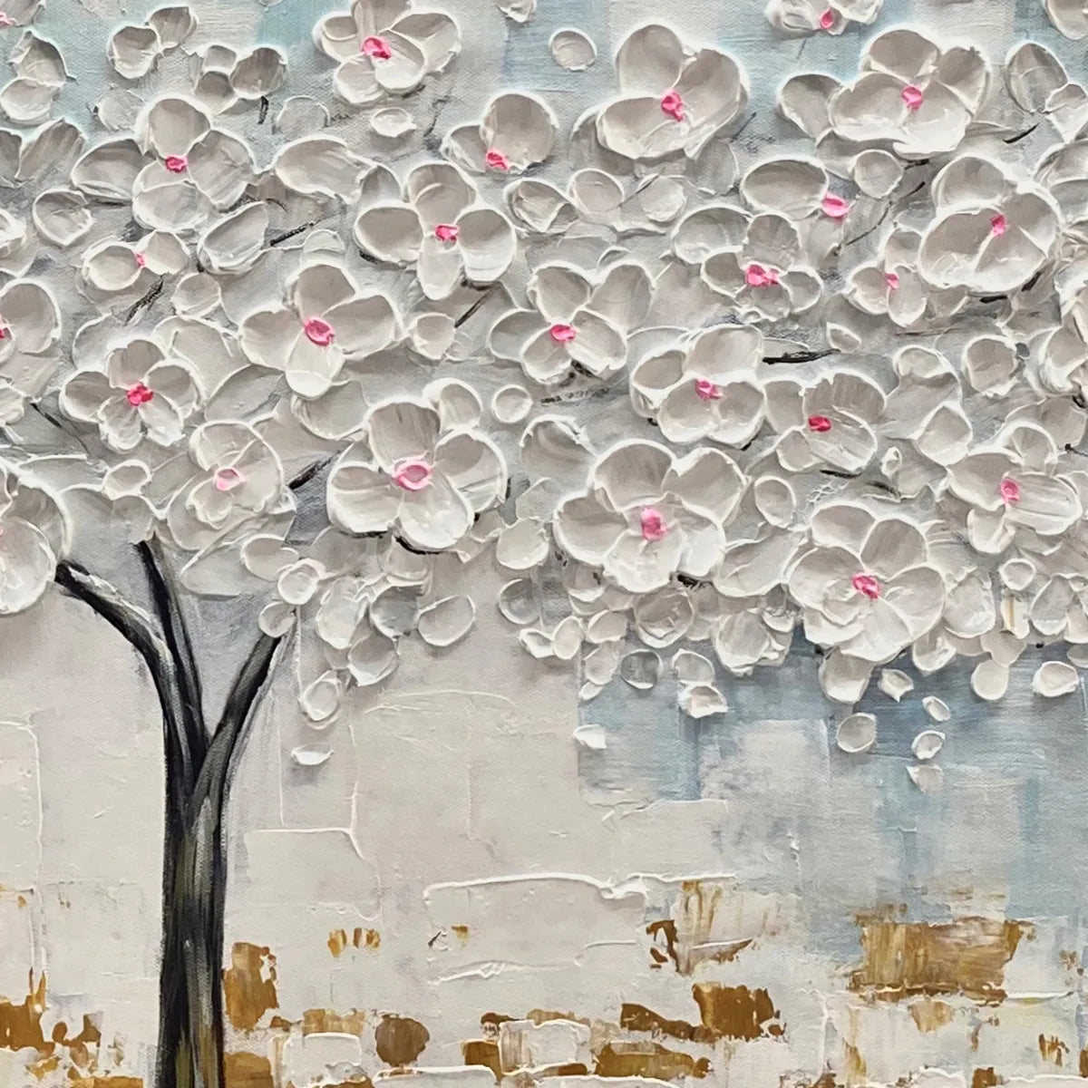 BLOSSOM DREAM: Impasto 3D Flower Tree Canvas