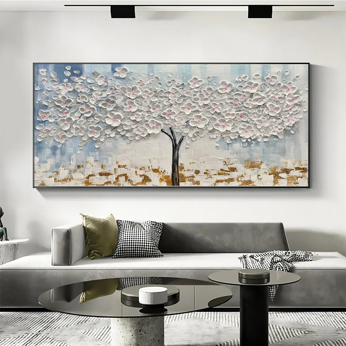 BLOSSOM DREAM: Impasto 3D Flower Tree Canvas