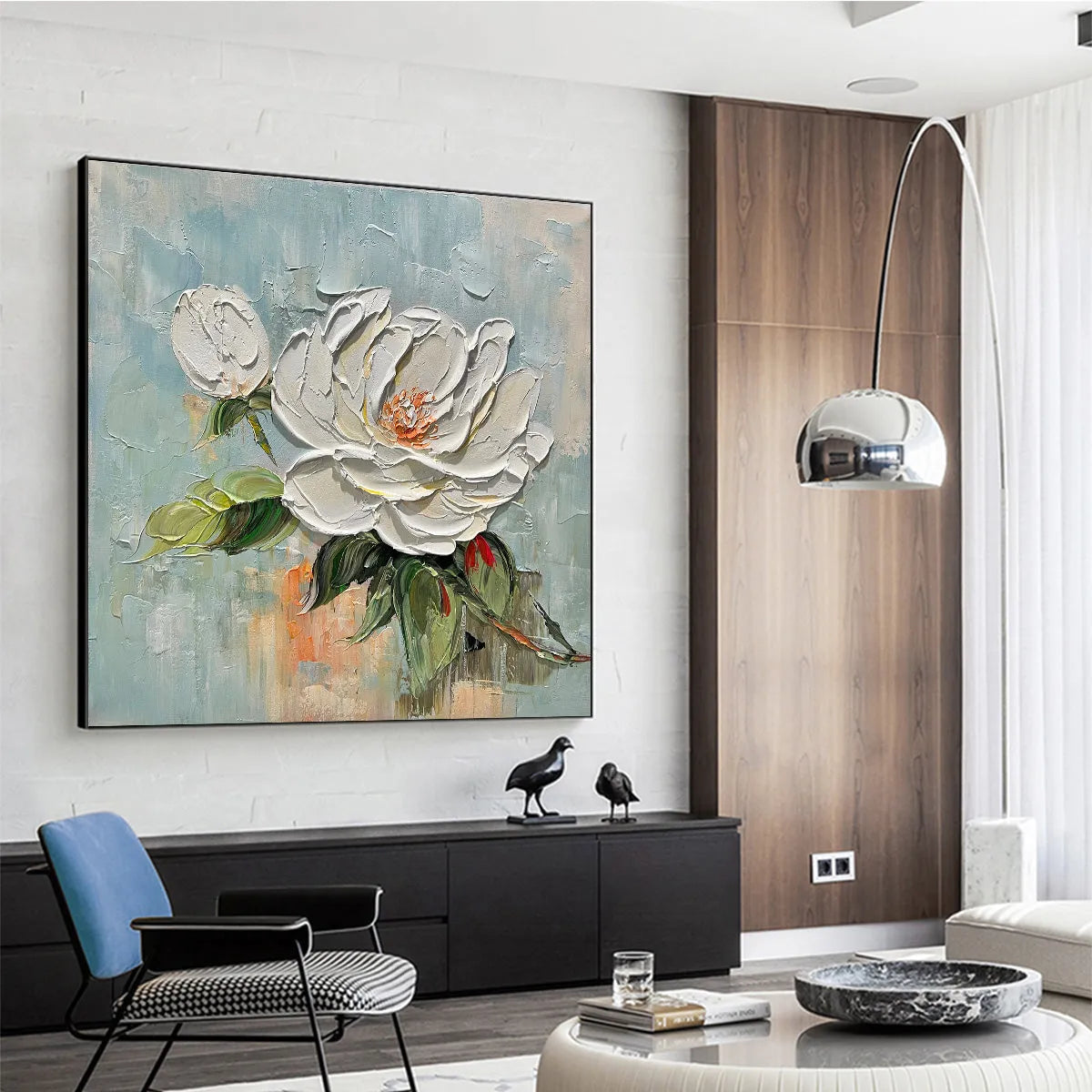 Blossom's Grace: Textured Impasto Magnolia Painting