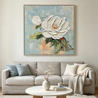 BLOSSOMS GRACE: Textured Impasto  Single White Magnolia Canvas