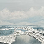 COASTAL SERENITY: Blue White Heavy Impasto Ocean Waves Canvas