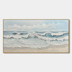 Coastal Serenity: Textured Ocean Waves Seascape Impasto Oil Painting Canvas Wall Art