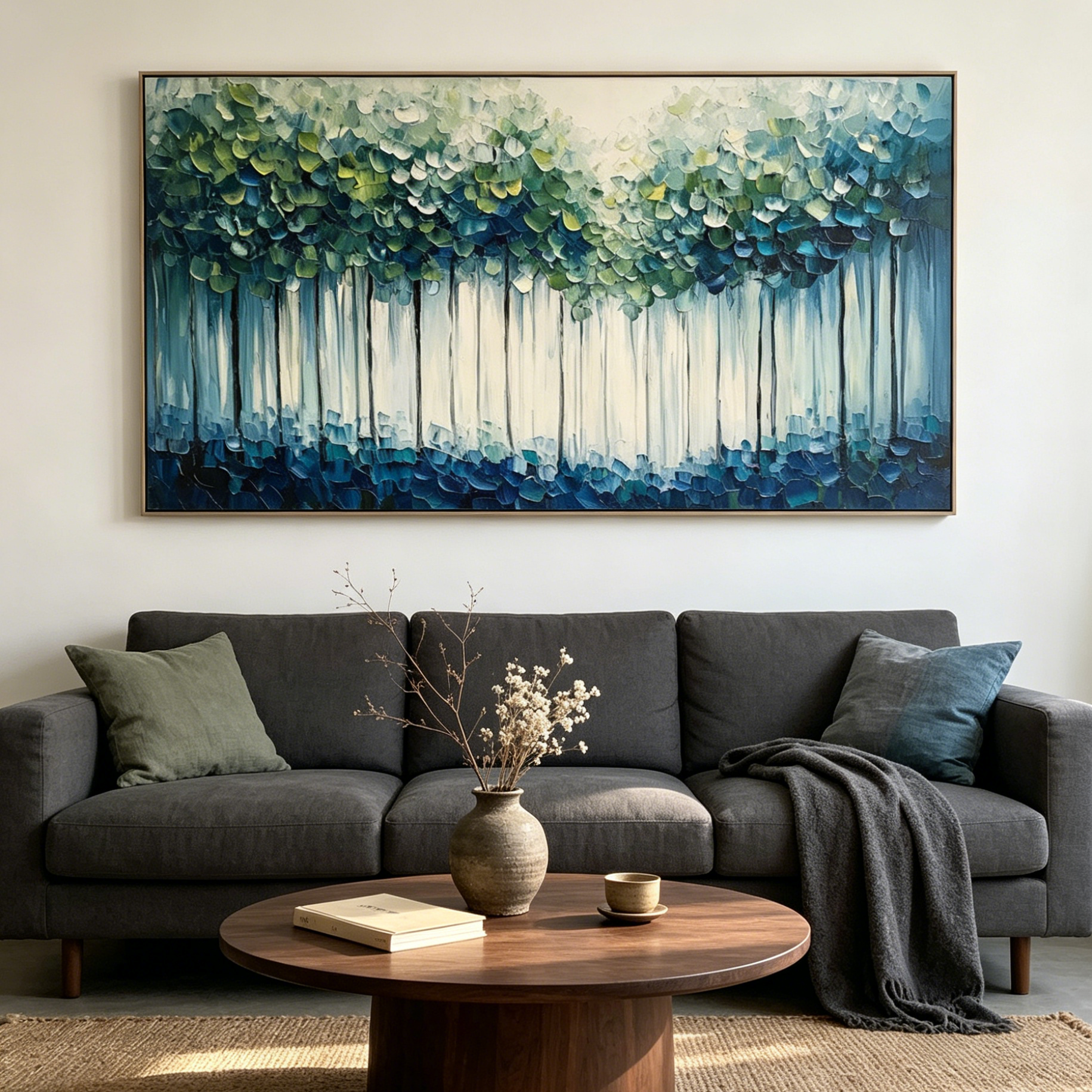 FOREST WHISPERS: Textured Lush Cool Tone Forest Canvas