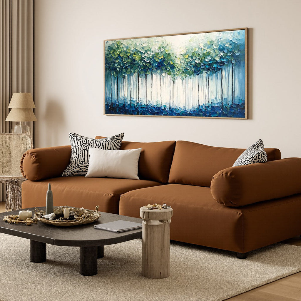 FOREST WHISPERS: Textured Lush Cool Tone Forest Canvas