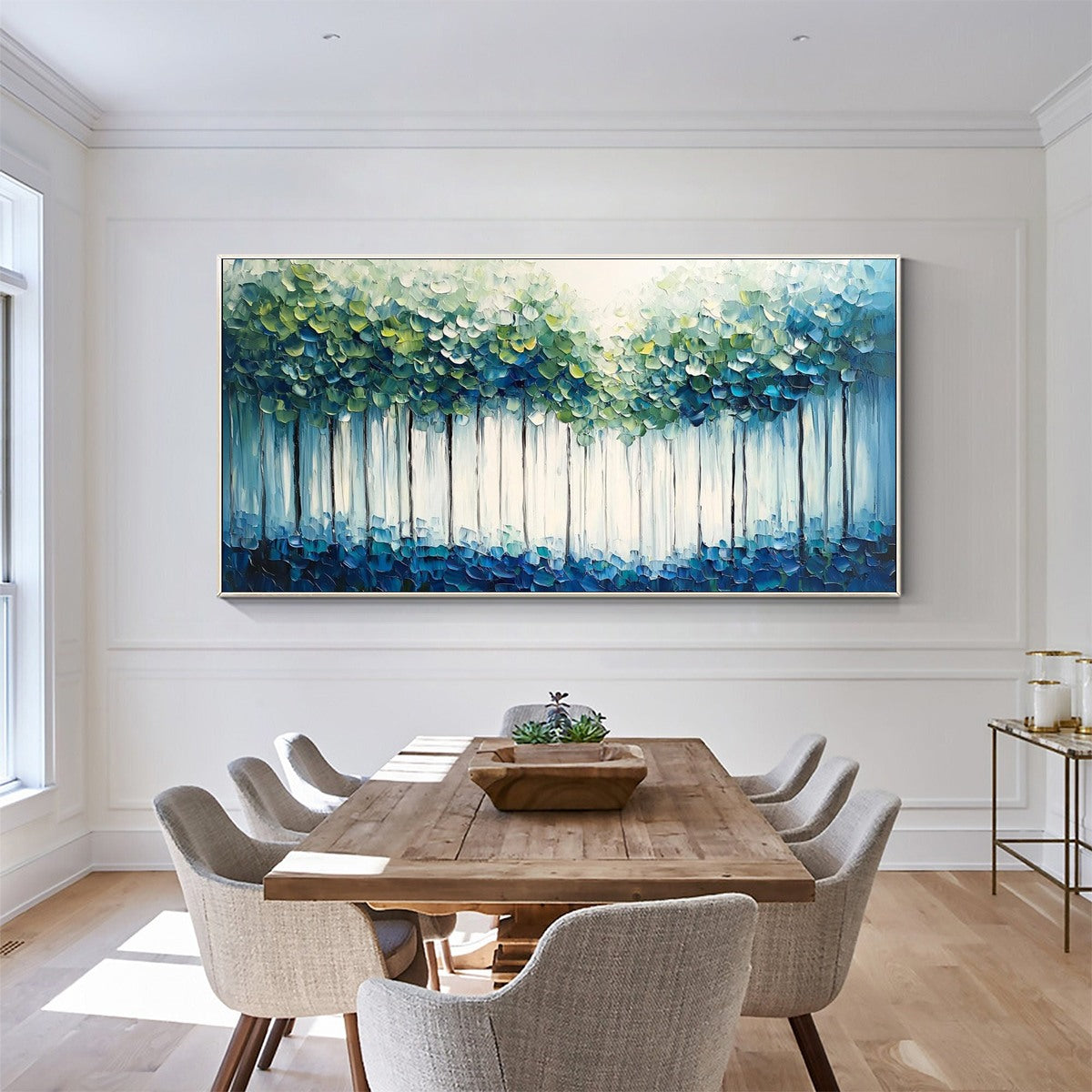 FOREST WHISPERS: Textured Lush Cool Tone Forest Canvas