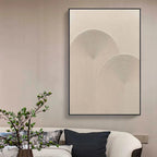 Textured Rainbow by Javier Ramirez, minimalist beige painting, modern wall art for living room
