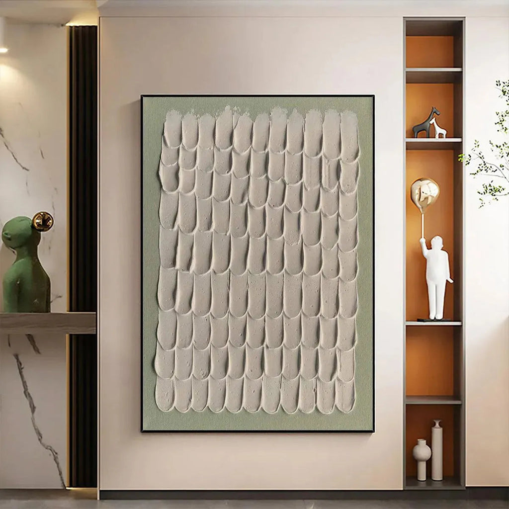 Textured Scales abstract art by Liam O'Connell, neutral tones, scale pattern, Wabi Sabi style, modern decor