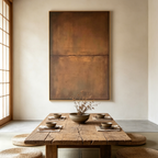 UMBER ABSTRACT LANDSCAPE: Warm Umber Earthy Abstract Wabi Sabi Canvas