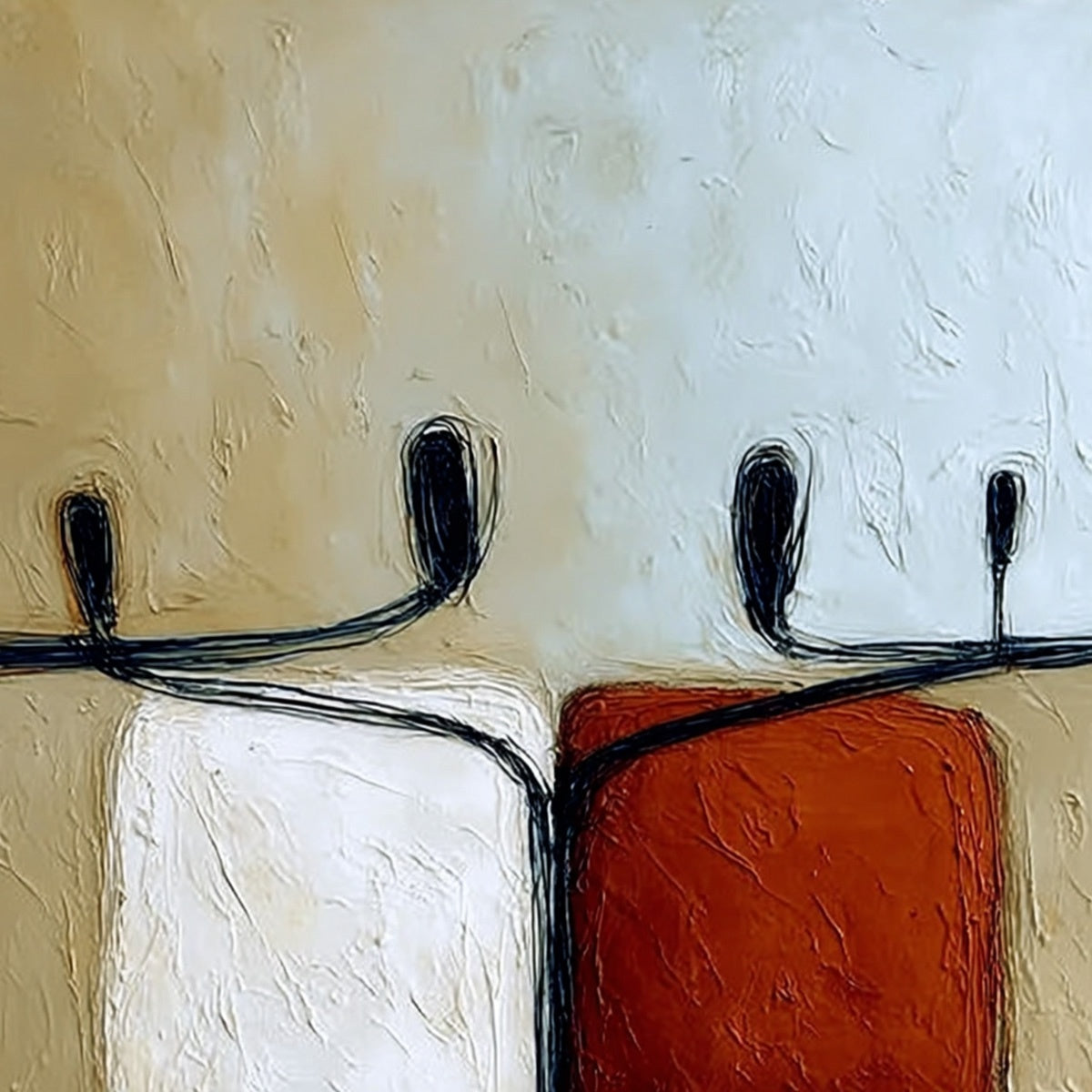 UNITY: Textured Abstract Figurative Painting of Human Connection