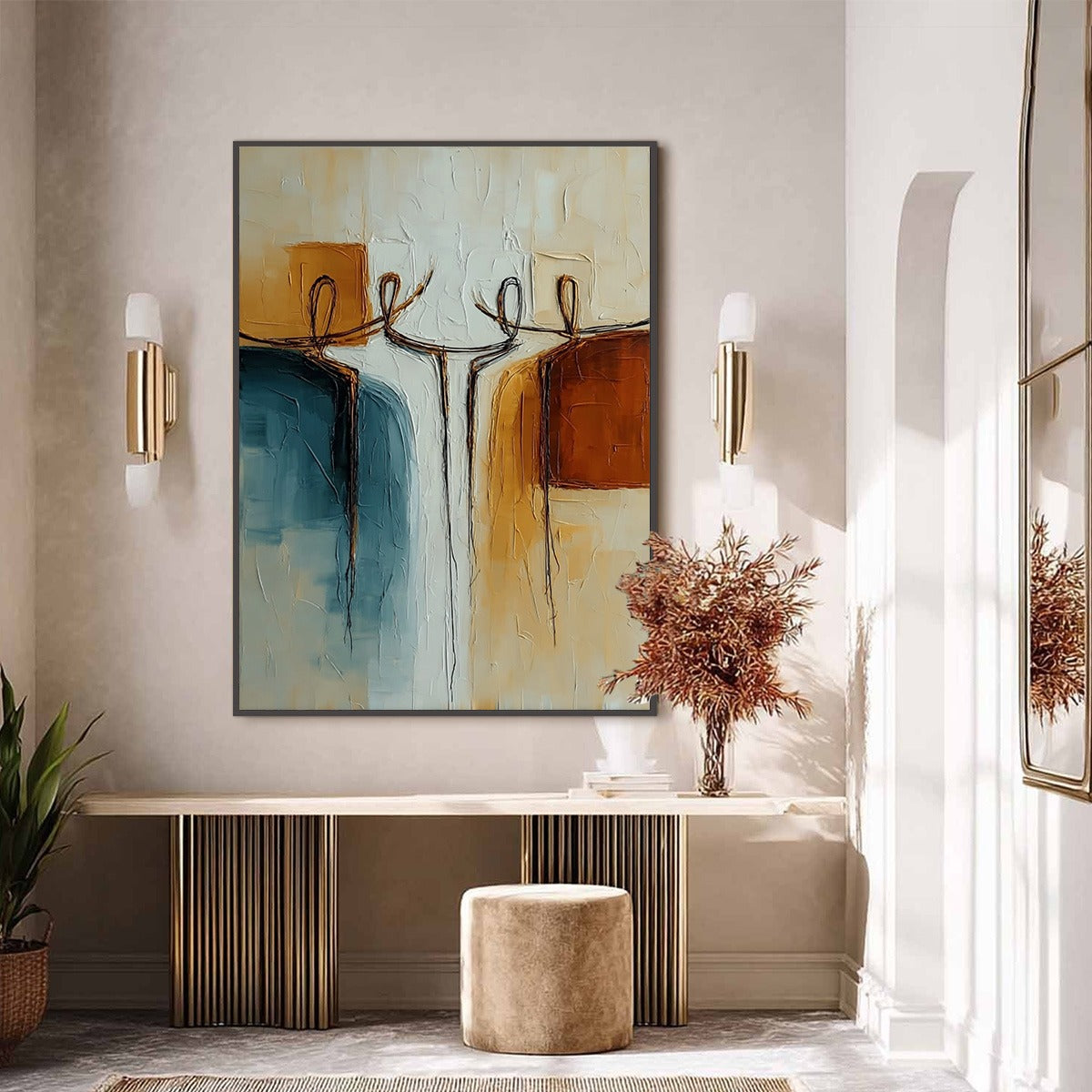 UNITY: Textured Abstract Painting of Connected Figures