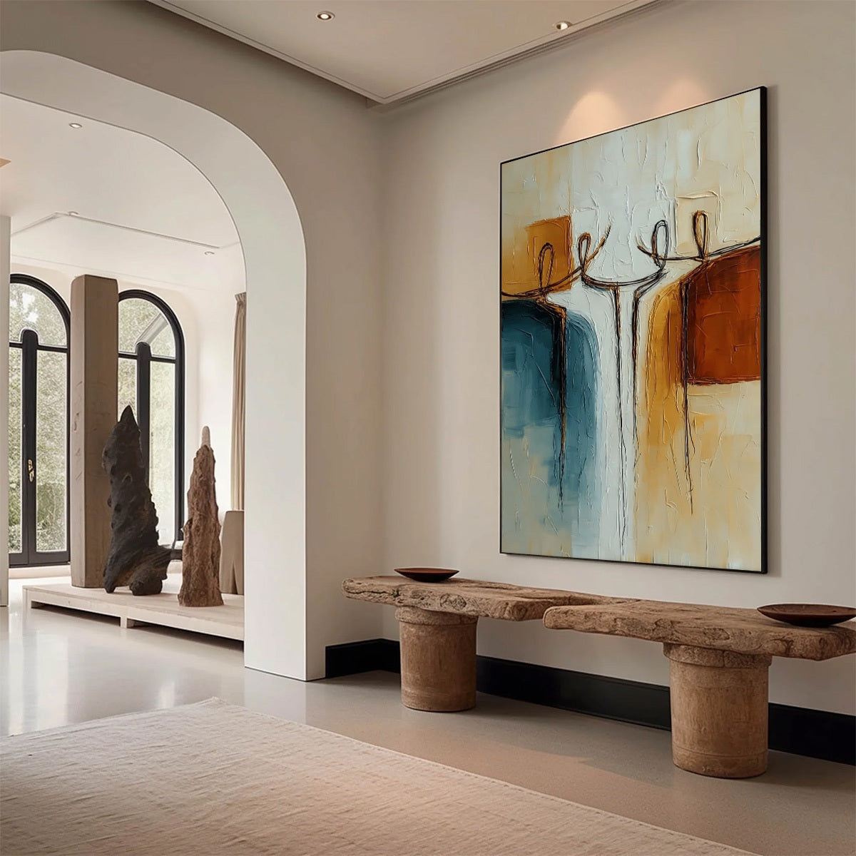UNITY: Textured Abstract Painting of Connected Figures