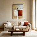 UNITY: Textured Impasto Serene White Passionate Red Two Figures Canvas