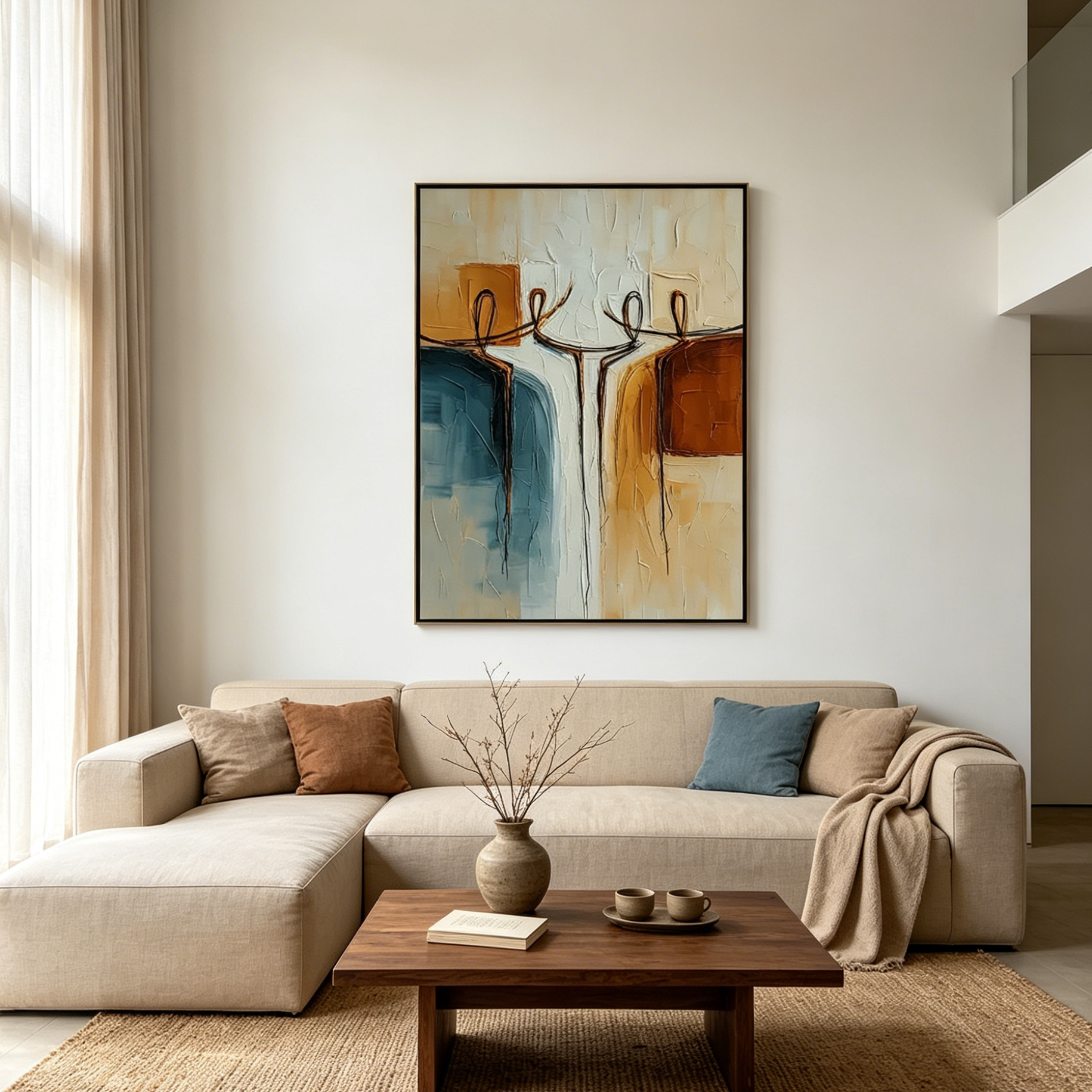 UNITY: Textured Impasto Intertwined Abstract Figures Canvas
