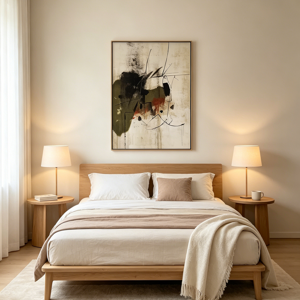 UNTITLED ABSTRACT: Soft Earth Tones Delicate Lines Minimalist Canvas