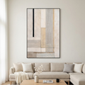 URBAN GRID: Beige White Cream Black Line Textured Architectural Canvas