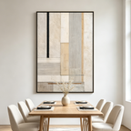 URBAN GRID: Beige White Cream Black Line Textured Architectural Canvas