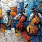URBAN MELODY: Textured Impasto Painting of a Jazz Band Street Performance