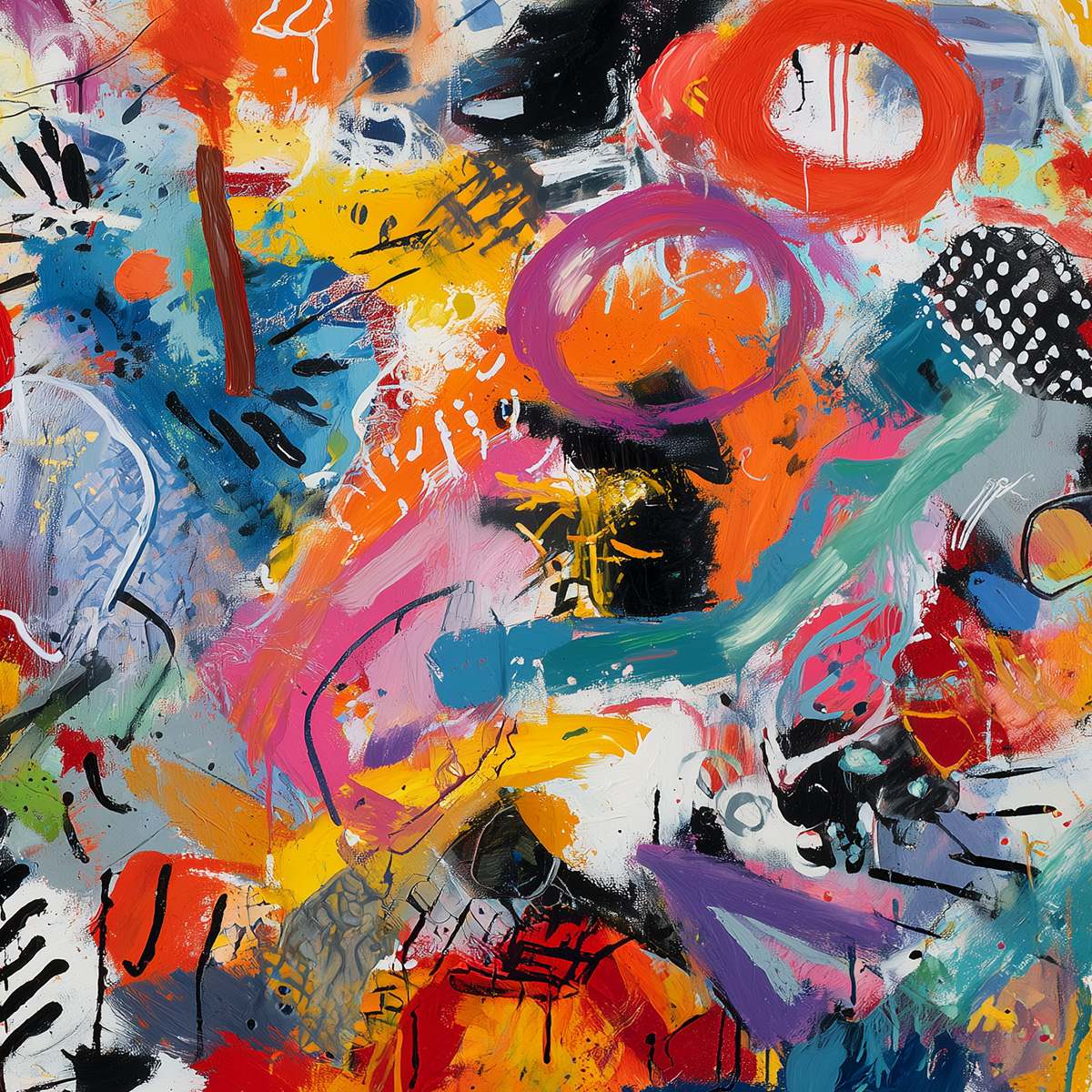 URBAN PULSE: Large Colorful Abstract Graffiti Style Wall Art