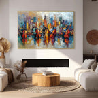 URBAN SERENADE: Textured Palette Knife Cityscape Jazz Painting