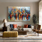 URBAN SERENADE: Textured Palette Knife Cityscape Jazz Painting