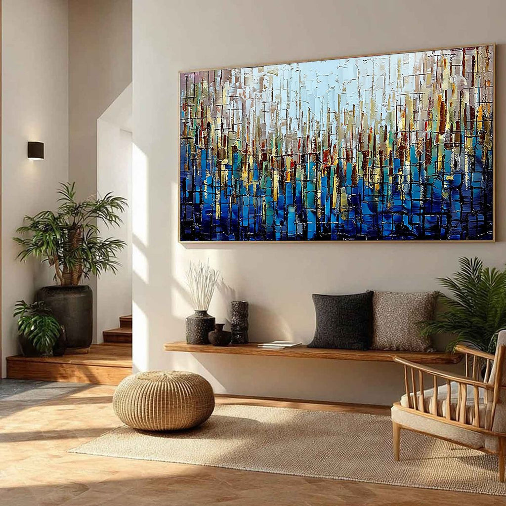 URBAN TWILIGHT: Heavily Textured Abstract Cityscape Oil Painting