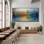 URBAN TWILIGHT: Textured Palette Knife Abstract Cityscape Painting