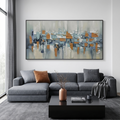 URBAN ABSTRACT: Textured Impasto Dynamic Cityscape Panoramic Canvas