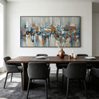 URBAN ABSTRACT: Textured Impasto Dynamic Cityscape Panoramic Canvas