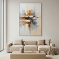 URBAN ABSTRACT: Textured Vertical Minimalist Cityscape Oil Painting