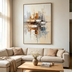 URBAN ABSTRACT: Textured Vertical Minimalist Cityscape Oil Painting