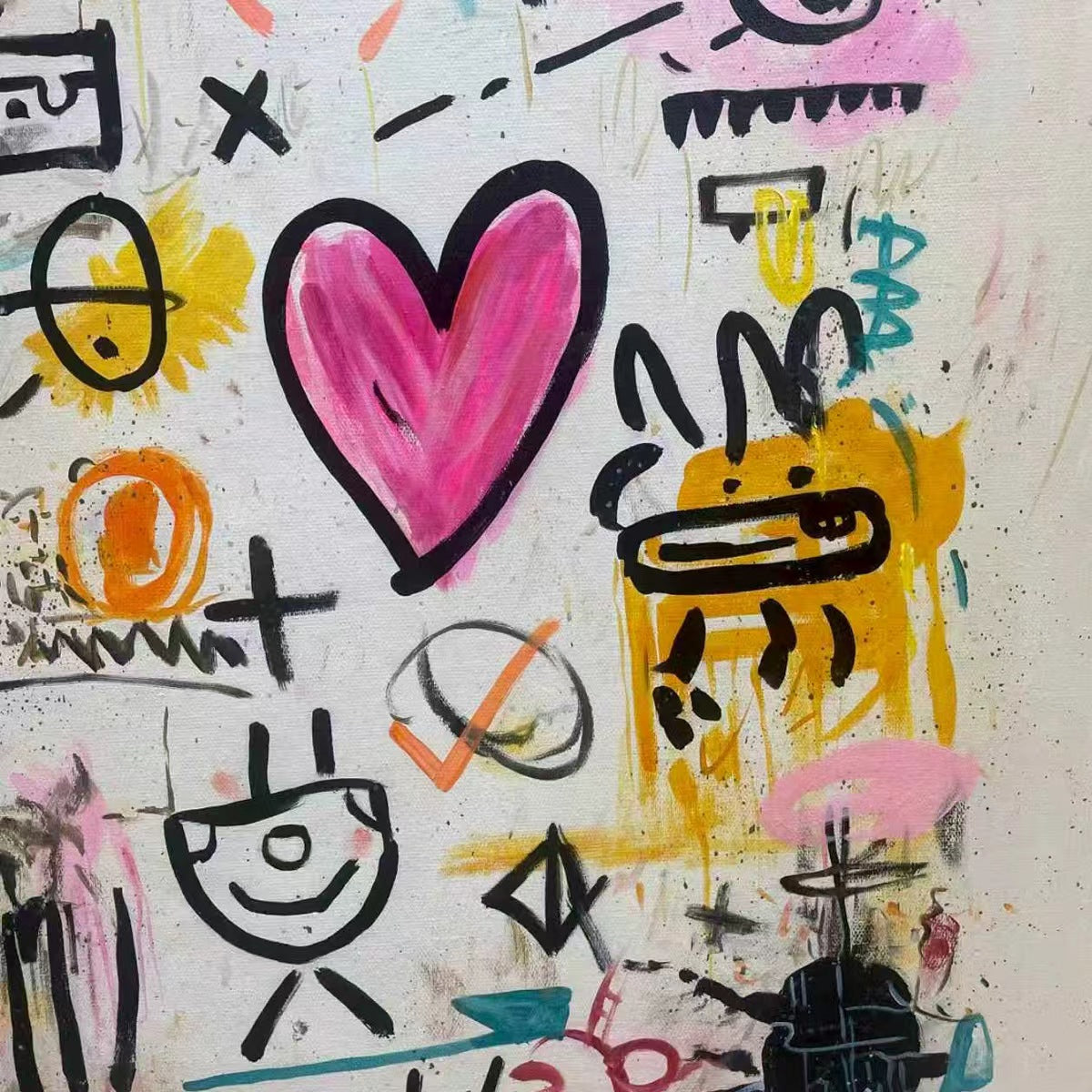 URBAN HEARTBEAT: Graffiti Style Abstract Art Bold Pink Heart Statement