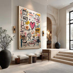 URBAN HEARTBEAT: Graffiti Style Abstract Art Bold Pink Heart Statement