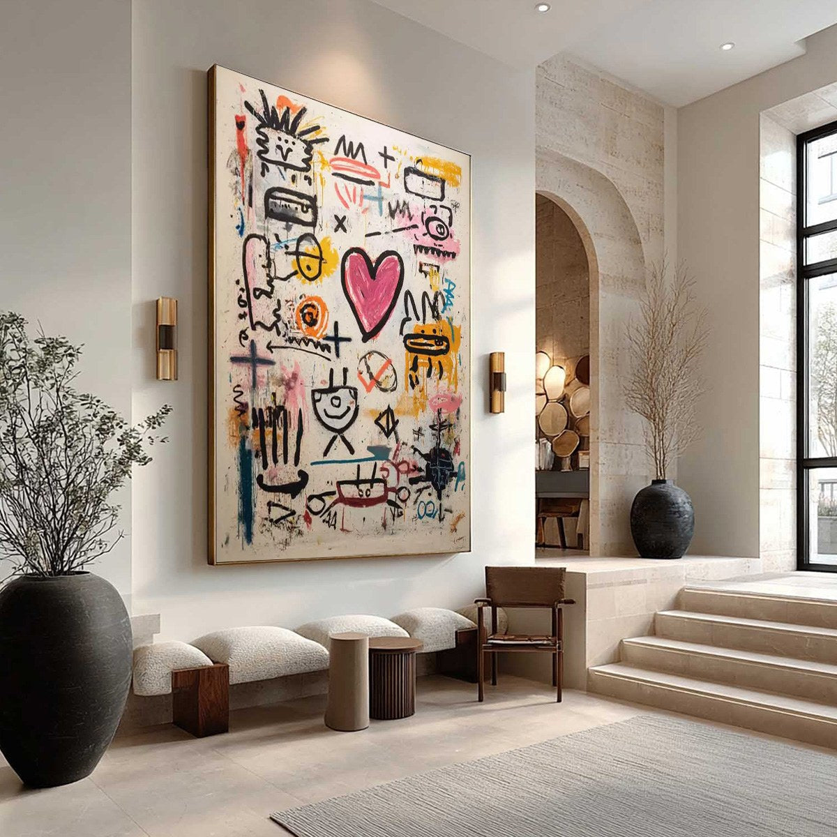 URBAN HEARTBEAT: Graffiti Style Abstract Art Bold Pink Heart Statement