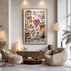 URBAN HEARTBEAT: Graffiti Style Abstract Art Bold Pink Heart Statement