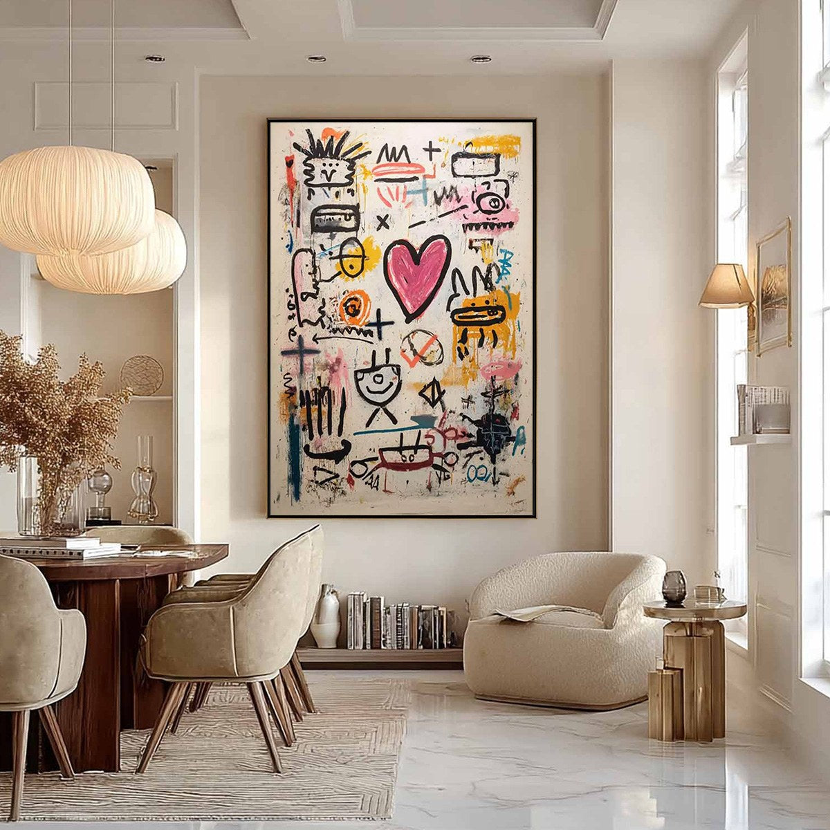 URBAN HEARTBEAT: Graffiti Style Abstract Art Bold Pink Heart Statement