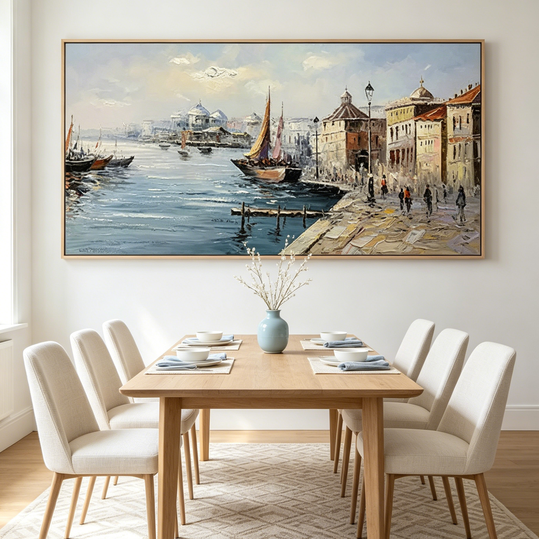 VENETIAN SERENADE: Venice Canal Buildings Sailboats  Panoramic Canvas