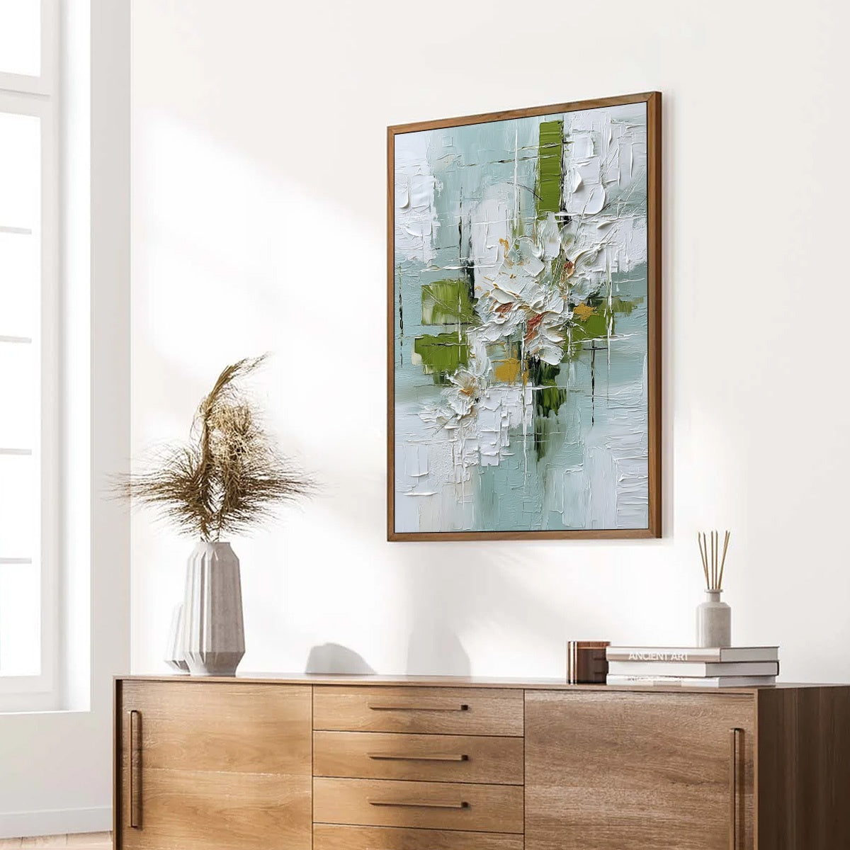 VERDANT BLOOM: Heavily Textured Abstract Floral Impasto Painting