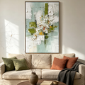 VERDANT BLOOM: Wabi Sabi Textured Abstract Floral Impasto Elegance Canvas