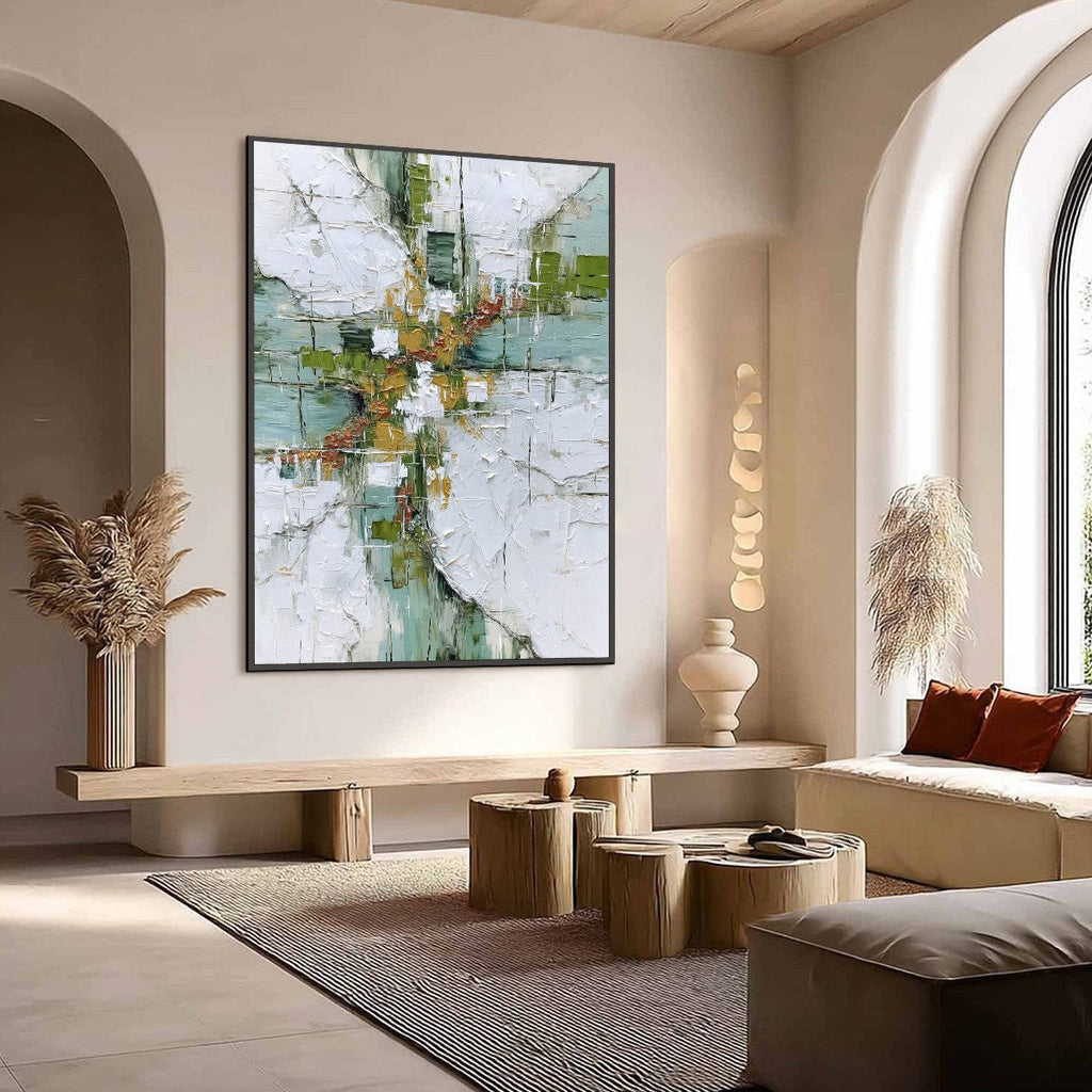 VERDANT ECHO: Textured Abstract Painting in Earth Tones