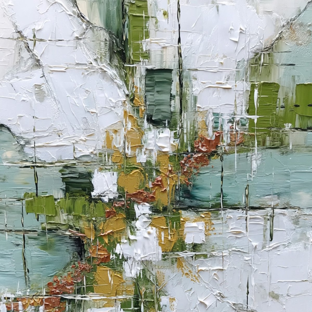 VERDANT ECHO: Textured Abstract Painting in Earth Tones