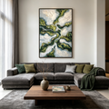 VERDANT FLOW: Impasto Winding Rivers Lush Green Earth Canvas