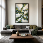 VERDANT FLOW: Impasto Winding Rivers Lush Green Earth Canvas