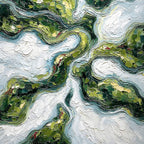VERDANT FLOW: Abstract Green Impasto Landscape Oil Painting