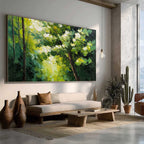VERDANT LIGHT: Textured Palette Knife Forest Landscape Oil Painting