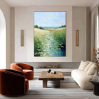 VERDANT PATH: Textured Impasto Landscape Painting of a Lilypad Stream