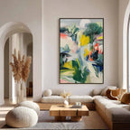 VERDANT RHYTHM: Vibrant Abstract Landscape Oil Painting with Textured Brushstrokes